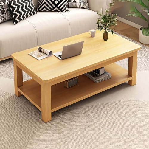 Mesa De Centro Cuadrada Moderna De Madera Maciza Con Plataforma Abierta De Dos Niveles,Sencillo Mesa De Centro Cuadrada Con Patas Gruesas Para Salón Y Cocinas(A,140*60*45cm/55.1*23.6*17.7in)