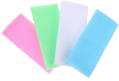 Hohopeti 4 Stück pack Peeling Waschlappen aus Nylon Langes Rücken Reinigungstuch mit Schaumwirkung Wiederverwendbare Duschtücher für Körperpeeling und Sanfte Hautreinigung
