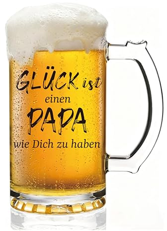 Verdaxis Bierglas Papa Geschenk, Vatertag Bierglas Geschenk, Personalisiertes Geburtstagsgeschenke Biergläser für Papa,Bierkrug mit Gravur 450ml