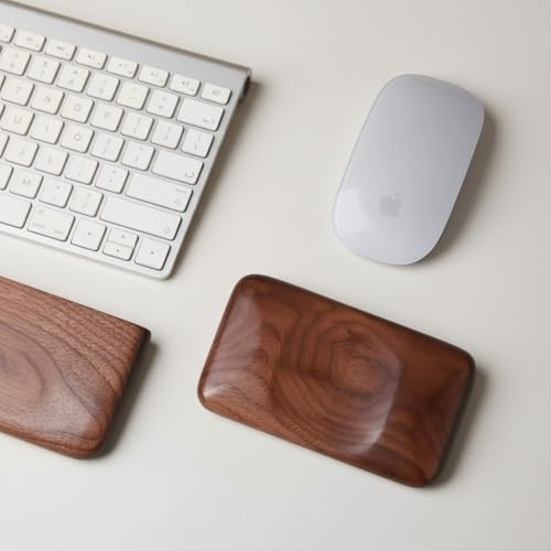 Woodmede Wooden Wrist Rest for Mouse – Ergonomic Walnut Wood Mouse Pad Wrist Support, Anti-Slip Palm Rest for Office Work, Laptop & Gaming