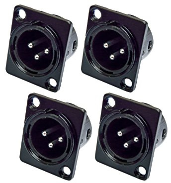 4er Set XLR Einbaubuchse Einbaukupplung Buchse 3-polig, D-Typ, male/schwarz