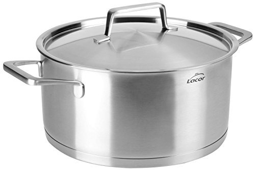 Lacor 45028 Bratentopf mit Deckel Foodie 28x12, 5 cm, Edelstahl, Grey, 34 x 30 x 15 cm