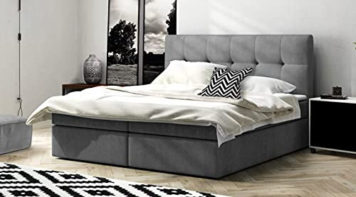 Boxspringbett Holly Bett 160x200 mit Topper und Zwei Bettkasten Webstoff oder Velours wählbar blau (Kronos 5)