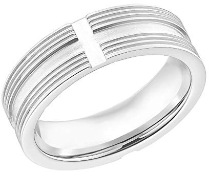 s.Oliver Ring Edelstahl Herren Ringe, Silber, Kreuz, Kommt in Schmuck Geschenk Box, 2031541