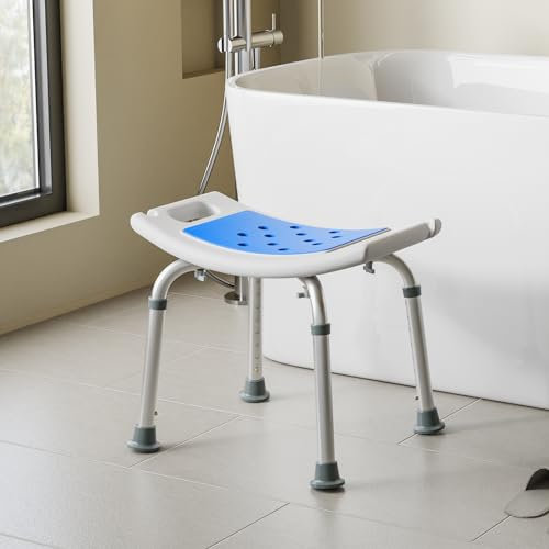 Heilmetz Duschhocker für Senioren 360°Drehbarer Duschhocker Duschstuhl mit Anti Rutsch Füße Badhocker 8 Fach Höhenverstellbar 34-52cm Badestuhlsitz für ältere, Kinder, Behinderte, Schwangere