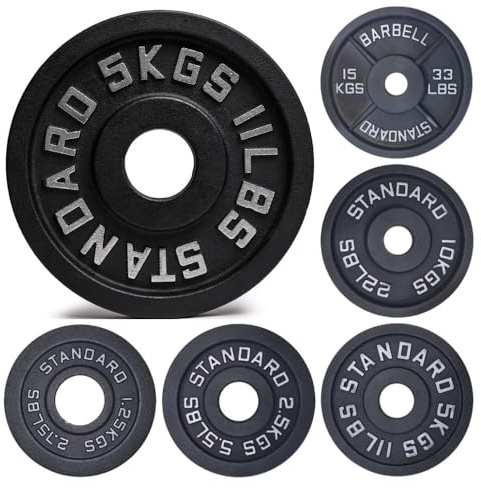 Olympische Hantelscheibe aus Gusseisen, 5,1 cm, Cross-Fitness-Passform, Gewichtheben, Kreuzheben, Krafttraining, Zuhause, Fitnessstudio, Workout, Platte 1,25, 2,5, 5, 10, 15, 20, 25 kg Set, Paar