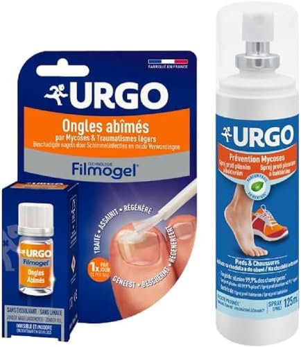 Urgo - Lot Mycose des Ongles - Urgo Filmogel Ongles abîmés + Urgo Spray Prévention Mycose Pieds et Chaussures
