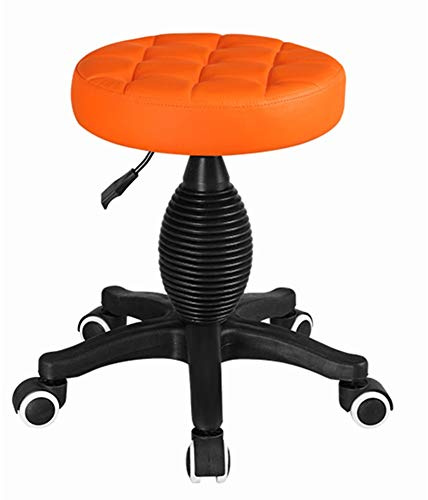 Bar Stool PU Soft Seat Cushioned Pneumatic Stool Gas Lift Adjustable Height Swivel 9 Colors (Color : White) (Orange)
