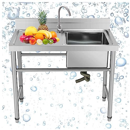 Lavandino Da Esterno Lavello Autoportante In Acciaio Inossidabile Lavello Da Cucina Per Esterni Lavello Da Cucina Indipendente Con Gambe Per Garage Lavamani Industriale Per La Casa ( Color : Right-hot