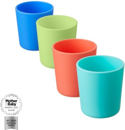 Nuby Good Square Meal Toddler Tumblers - Durable | Dishwasher Safe | Easy to Hold (Pack of 4)