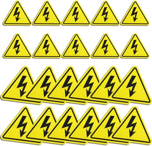 AIFIZO 22 Stück Achtung Strom Warnaufkleber 5cm/10cm, Stark Haftende Sicherheitswarnschilder, Dreieck Schild Folie Selbstklebend