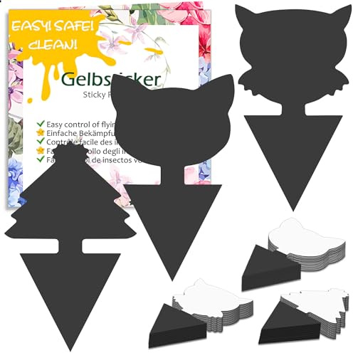 Blooven Gelbsticker Schwarz Trauermücken Bekämpfen 30 Stück, Gelbtafeln für die Zimmerpflanzen Schädlingsbekämpfung (30 Stück Schwarz)