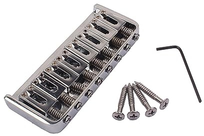 8-saitige Gitarrenbrücke GA818 für Bassgitarre, Metall Silber | Leicht, Glatt und Poliert, Rostbeständige Oberfläche, für Gitarre und Bassgitarre, Gitarrenbrückenteile