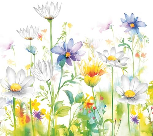 20 Servietten Blumen, Garten & Natur Traumhafte Frühlingswiese als Tischdeko. Papierservietten mit Motiv. Auch für Decoupage und Serviettentechnik 33x33cm