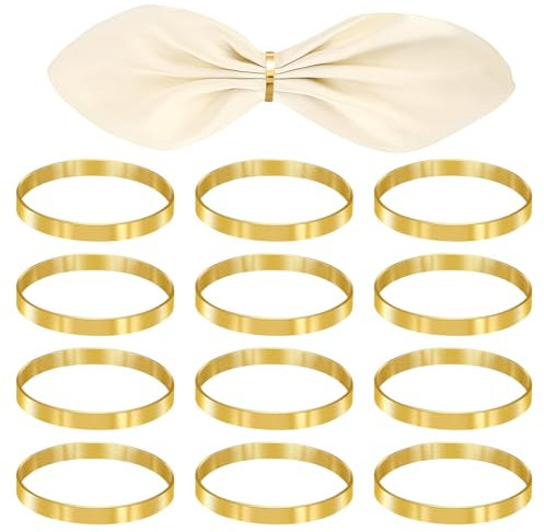 Nogeqi 12 Stück Metall Napkin Rings Gold, Elegante Napkin Ring Weihnachten Napkin Rings Boho Runder Napkin Ring Gold Für Hochzeitsfeier Abendessen Jubiläum Tischdekoration