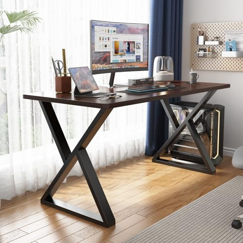 INMOZATA Tischbeine Metall 2 Stück Z Form Tischfüße Schwarz Tischgestell DIY Möbelfüße für Schreibtisch Couchtisch Esstisch Sitzbank B60 x H71 cm
