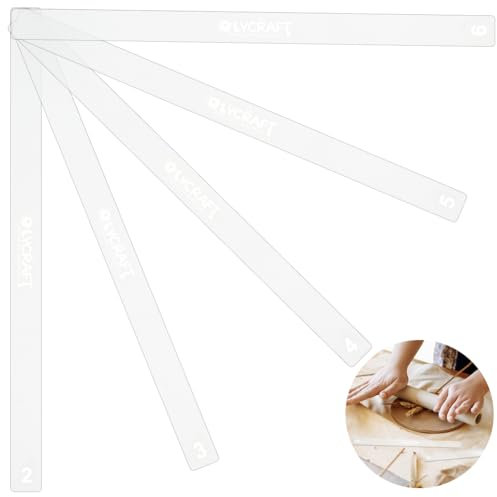 OLYCRAFT 5Pcs Clay Depth Guides 39x2.5cm Acrylic Rolling Pin Guides 2/2.5/3.5/4.5/6mm Thick Pottery Rolling Guide Sticks Polymer Clay Roller Depth Guide Mudboard Tools for Pottery Polymer Clay
