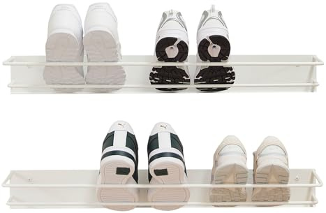 Elegantes Schuhregal Metall (Verkehrsweiß, 2er Set, 80cm) „INN“ – Moderne Schuhaufbewahrung Schuhablage im eleganten Look – hochwertiger Schuhorganizer stabil und robust – in Österreich produziert
