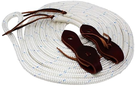 CHALLENGER 5/8 x 22' Horse Training Nylon Braided Mecate Reins with Slobber Straps 607RT01
