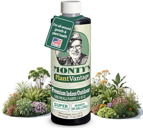 PlantVantage Premium Indoor and Outdoor Plant Food – NPK Fertilizer (4-15-12) with Zinc & Iron, Liquid Fertilizer for Vegetables, House Plant, & Trees - Indoor and Outdoor Plant Fertilizer – 8 oz