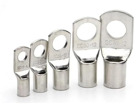 IINKUEYK 5PCS SC Type Wire Nose Terminal 6-70mm2 Bare Copper Battery Block Lugs Crimp Cable End Connector SC25 SC35 SC50 Hole Crimp (SC6-8)