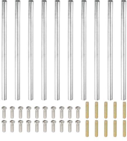 PATIKIL 100mm (3,9) Runde Hülsenmutter Kupplungsmuttern-Set, M4 Gewindehülse Stangen-Hardware mit vollständigem Gewindestab Schrauben für Lampenmodell-Möbel DIY-Reparaturteil
