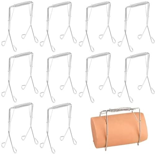 10 Pinzas para Carne y repollo, Acero Inoxidable, Reutilizables, Pinzas de Cocina de Abrazadera para Rollos de Carne para cocinar y hornear Hacer Brochetas Rollo Forma Rápida y Sencilla