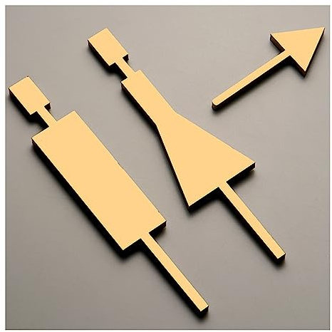 djgkENVQ Toilette Schilder Männer Frauen, Toiletten-Türschild, Acryl-Toilettenschild for Männer und Frauen mit Pfeil, Badezimmer-Wegweiser, einfache Montage for Büro, Restaurants, Hotels, Supermärkte