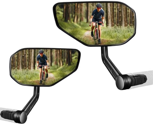 Homieway Bike Mirror, Bicycle Mirror for Handlebar Mount, Scratch Resistant Glass Lens Large Bar End Bike Rear View Mirror for E-bike, Mountain Bike, City Bikes & Scooter (Left&Right 0.59-0.78)