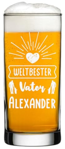 polar-effekt Vaso de cerveza de 485 ml con grabado del mejor padre del mundo – Pilsglas con nombre para papá – Regalo individual para el día del padre – Vaso para Pils, Lager& Kölsch