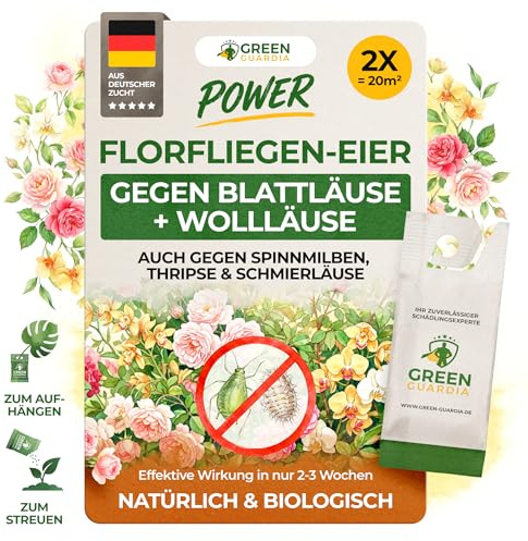 GREEN GUARDIA Power – Uova contro afidi e pidocchi – 2 sacchetti – Agente biologico per efficace lotta contro afidi e pidocchi di lana per piante d'appartamento e ornamentali UVM.