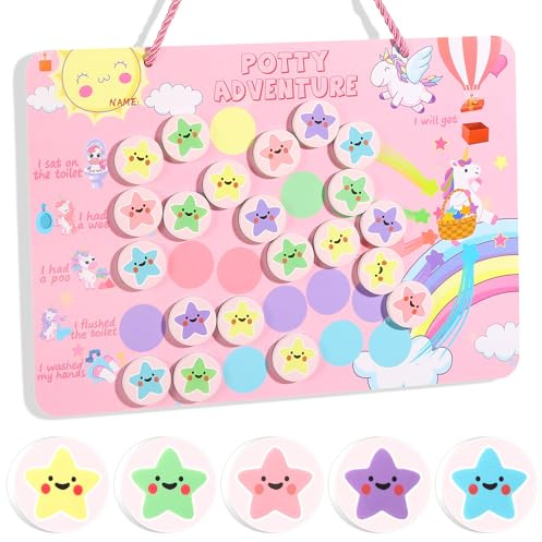 Reusable Magnetic Potty Training Chart, Made of EVA Foam - Includes Hanging Rope and Strong Double Sided Glue Dot, Durable and Engaging Toddler Potty Training Reward Board (Unicorn)