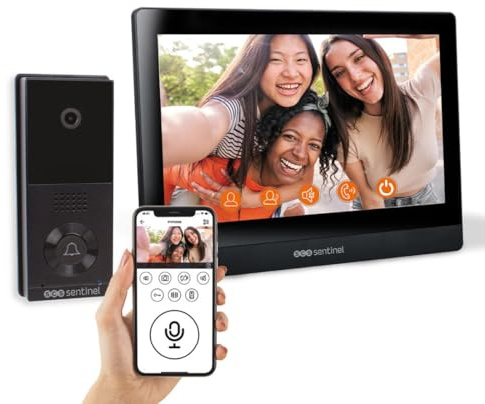 SCS Sentinel VisioWiFi 10 - Videoportero con Cable - 2 Cables, Pantalla táctil de 10 - Videoportero con conexión WiFi - Aplicación móvil - Alcance de 100 m - Vigilancia doméstica IP65 - PVF0058