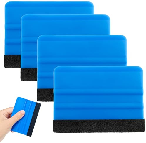 4PCS Premium Blue Squeegee Smoothing Tool - Multi-Use Application Kit for Car Vinyl Wrap, Wallpaper & Window Tint Film, Anti-Scratch Trimming Tool
