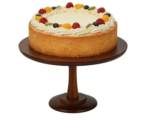 Rustic Cake Stand, Wood Cupcake Stand Wooden Round Cup Cake Stand for Wedding Birthday Party Decor Dessert Cookie Serving Tray Pie Plate Holder Farmhouse Style (25cm)