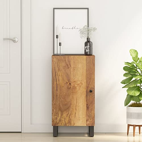 QJBSAVVA Sideboard Mangoholz 40x31x75 cm mit Tür und Eisenbeinen, honigbraun, Industrial Look, massiv und robust für Wohnzimmer Flur Küche Esszimmer