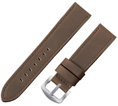 Run Ken 18mm 20mm 22mm 24mm Klockarmband Läderarmband Herrarmband Kaffe Svart Bälten Ersättning(Coffee,22mm)