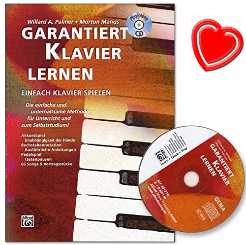 Garantiert Klavier lernen - Klavierschule von Morton Manus mit CD und bunter herzförmiger Notenklammer - erfolgreiche, deutschsprachige, Klavierschule für Erwachsene
