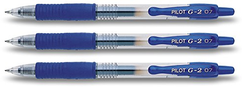 Pilot G2 Druck-Gelschreiber (3 Stifte, Blau)