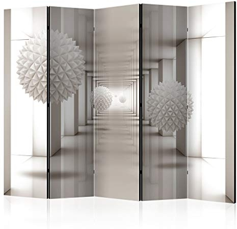 decomonkey Paravent Raumteiler Innen 3D Effect, 225x172 cm, 5-teilig | Beidseitig, Abstrakt, Wohnzimmer, Room Divider, Wall, Raumteiler Stehend, Trennwand, Sichtschutz, Spanische Wand, Holz