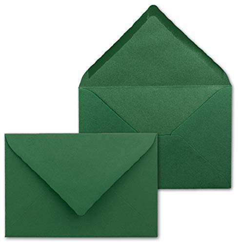 25 Brief-Umschläge mit Wellenschnitt - Dunkel-Grün - DIN C5-16,2 x 22,9 cm - 120 gr - mit wellenförmigen Rändern - Nassklebung - FarbenFroh by GUSTAV NEUSER