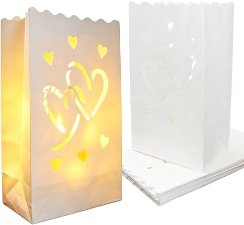 Yalulu 20 Stück Lichttüte Deko Licht Tüte Teelicht Kerze Taschen Candle Bags für Hochzeit Party Dekoration (#2)