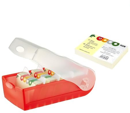 HAN Lernkarteibox CROCO A7 quer, für bis zu 900 Karten, inkl. 100 Karten und 5 Stützplatten (rot transluzent / 500 Karten)