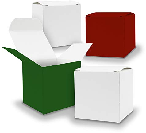 itenga Schachteln V15 24x Würfel 5cm gemischt rot grün weiß Boxen zum Basteln
