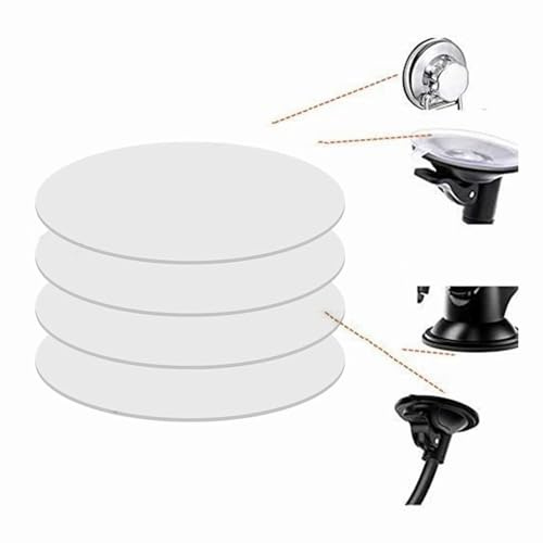 MGQFY Lot de 4 autocollants circulaires double face 80 mm pour tableau de bord/pare-brise - Pour voiture, téléphone, caméra GPS et autres articles à ventouse (transparent)