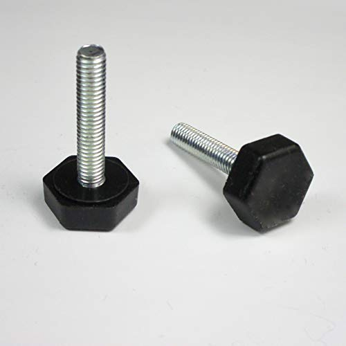 ajile - Stellfuß mit 19 mm Sechskant-Stellfläche aus Kunststoff SCHWARZ und M6 x 30 Gewindestift aus Verzinktem Stahl - 8 Stck. - PRH630x8-FBA
