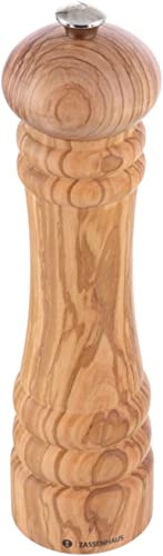 Zassenhaus Pfeffermühle BERLIN 24 cm, Olivenholz, Keramikmahlwerk | MADE IN GERMANY, 25 Jahre Garantie auf das Mahlwerk, Ø 5, 9 cm, stufenlos einstellbar, auch für Kräuter geeignet.