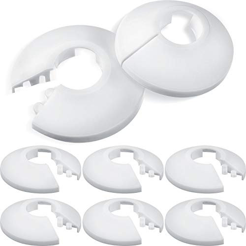 Patelai 8 Pcs Radiator Pipe Covers White Plastic Radiator Pipe Collars for 16 mm Diameter Bathroom Kitchen Wall Water Tube Decor