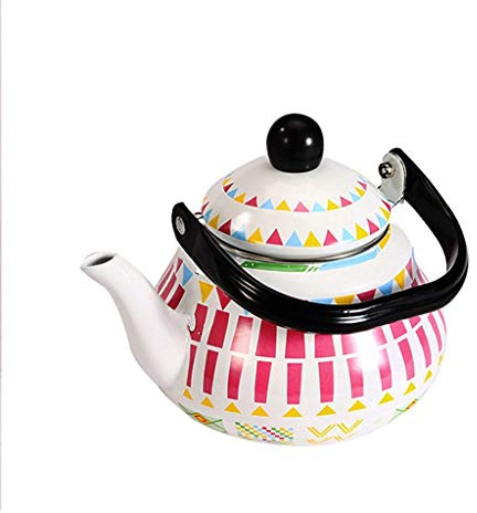 SGSG Bollitore Elettrico Bollitore a Fischietto in Acciaio smaltato Bollitore a Fischietto Leggero con beccuccio Tradizionale/retrò per Piano Cottura o Piano Cottura, Rosa, 1,5L