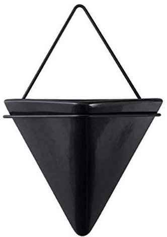 Koomiao Wandvase Keramik/Metall Wandblumenvase Blumentopf Wand Pflanztopf Blumenhalter Für Zimmerpflanzen, Sukkulenten, Luftpflanzen, Kakteen, Kunstpflanzen und Mehr (Schwarz, M)